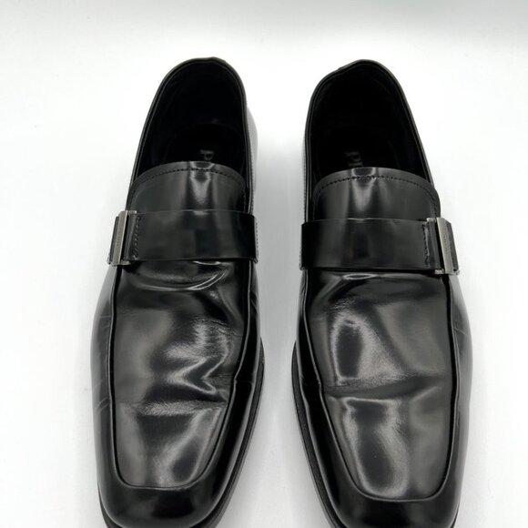Prada black brushed leather dress loafers main image 2